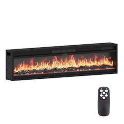 Black 46 in. Wall-Mount Electric Fireplace
