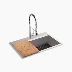 Kohler Pro-Inspired Kitchen Sink Set 33” Top-/Undermount Single-Bowl Workstation