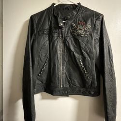 Ed Hardy XL Genuine Leather Jacket