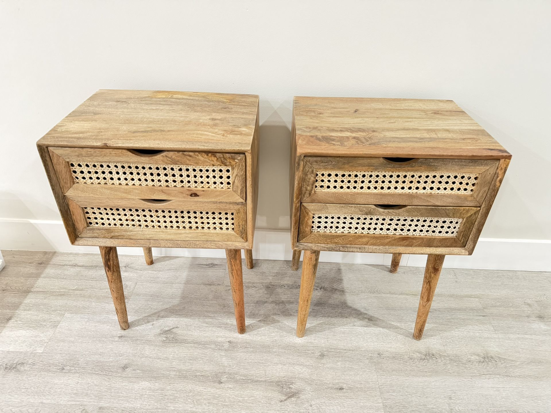 Nightstands, End Tables, Side Tables Mango Wood and cane