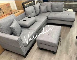Sectional Sofa with Ottoman and Storage 100x65x34H  hablamós español