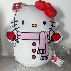 Hello Kitty snowman pillow nwt