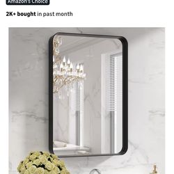 LOAAO 22X30 Inch Black Metal Framed Bathroom Mirror for Wall, Matte Black Bathroom Vanity Mirror