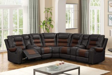 Ohio Signature Brown Manual Reclining Sectional with Console & Power