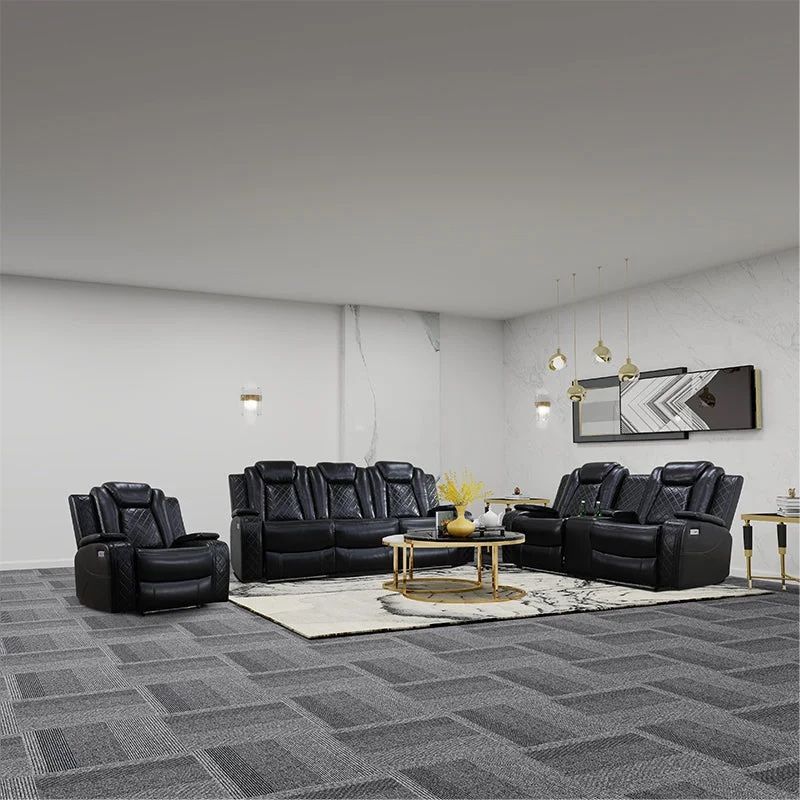 New Leather Power Electric Reclining Sofa Set