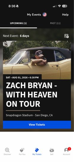 ZACH BRYAN SD TIX FOR AUG 1