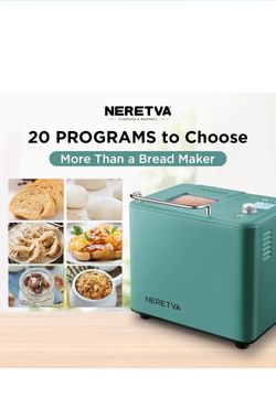 Neretva Bread Maker Machine , 20-in-1 2lb Automatic Breadmaker with Gluten Free Pizza Sourdough Setting, Digital, Programmable, 1 Hour Keep Warm, 2