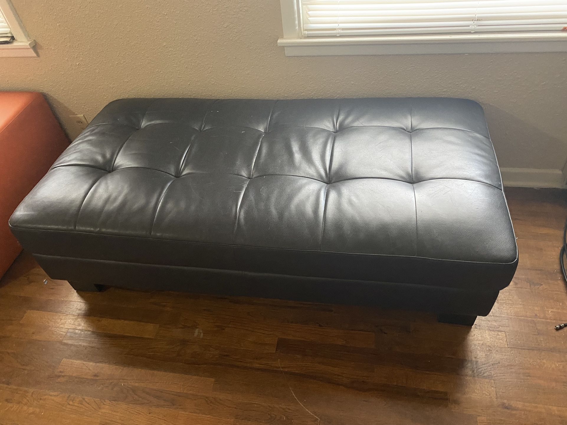 Rectangle Leather Ottoman 