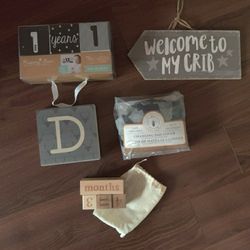 Variety Of Baby Items Changing Pad Cover Decor Milestone 