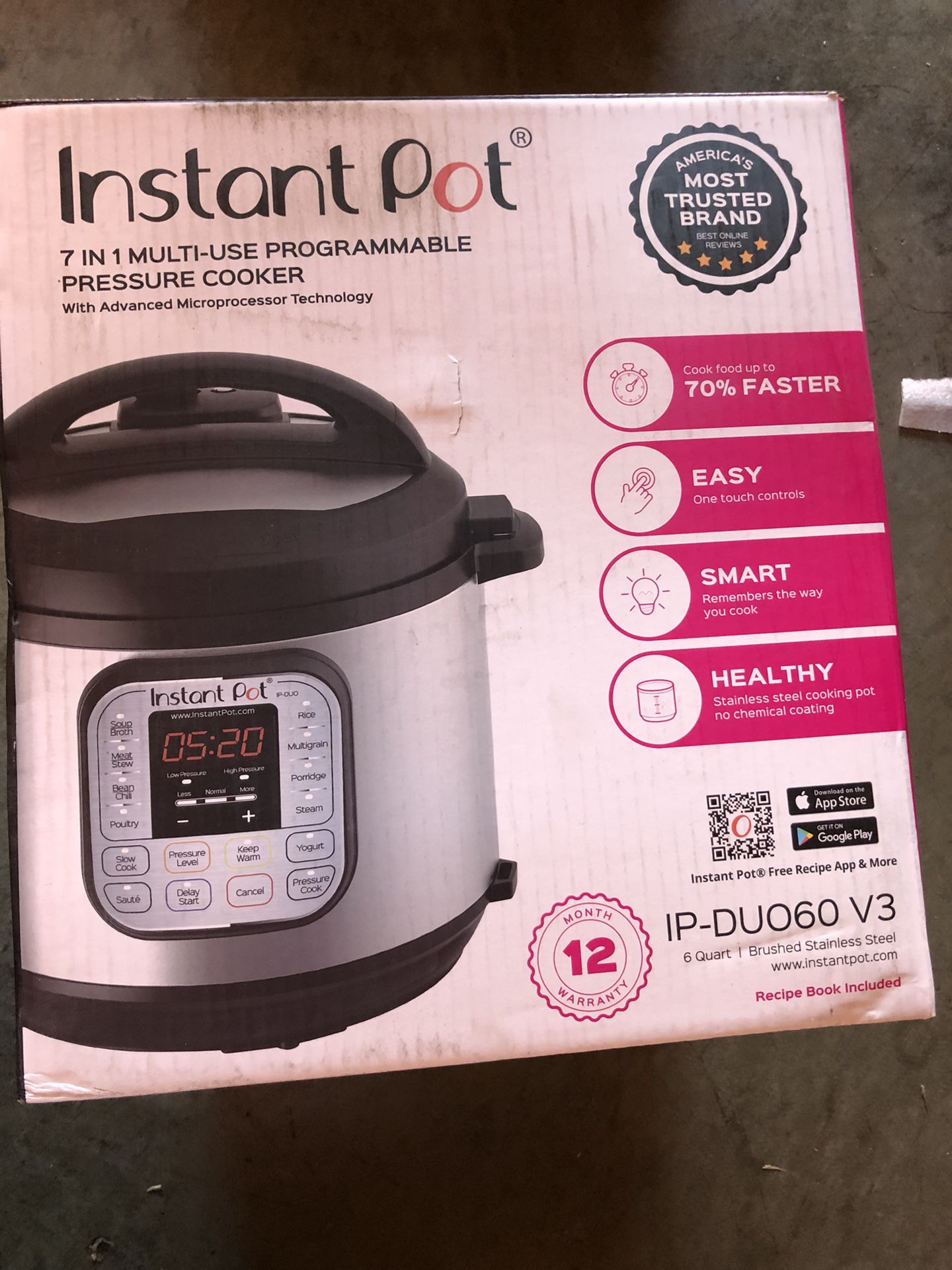 Instant Pot 7 in 1 Multi use Programmable pressure cooker with yogurt option New