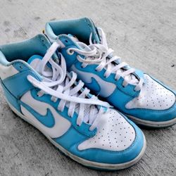 USED NIKE DUNK HI RETRO MENS SHOES SIZE 9.5 UNC TAR HEEL BLUE 