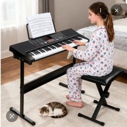 Electric Keyboard Piano with Built In Speakers, LED Screen, Headphones, Microphone, Piano Stand, Music Shee