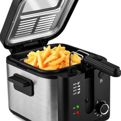 Pukomc Electric Deep Fryer with Basket,Adjustable Temperature Frying Pot for Home Use,Removable Lid and 2.5L Non-Stick Inner Pot Easy to Clean