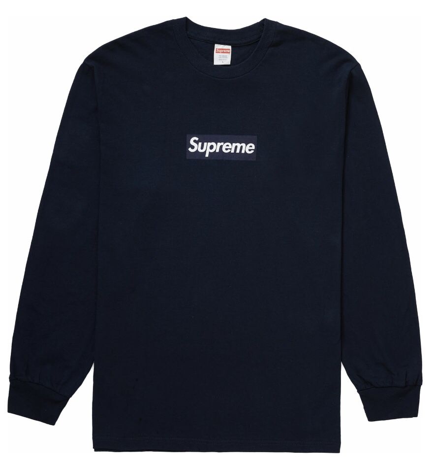 Supreme navy box logo size medium long sleeve brand new