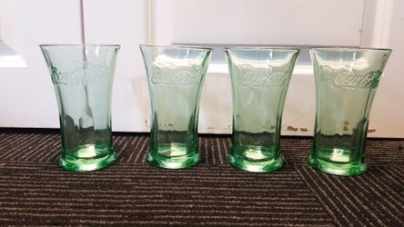 Libby 16oz Green Coke Coca-Cola Brand Glasses