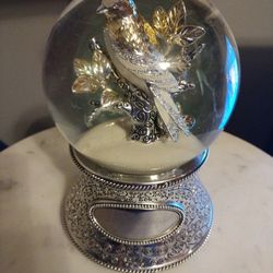 Silver musical Snow Globe