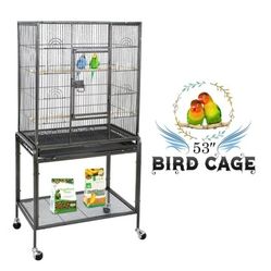 53" Bird Cage with Stand Wrought Iron Frame Birdcage

