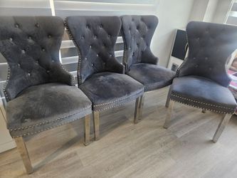 Grey velvet chairs