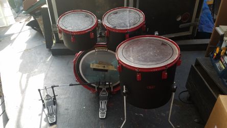 1980's Pearl mahogany drum set with PDP double bass pedals
