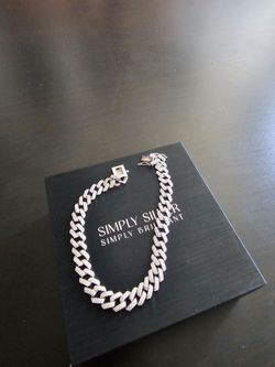 MEN'S SILVER BRACELET WITH RHODIUM PLATE 8.5 INCH BRAND NEW