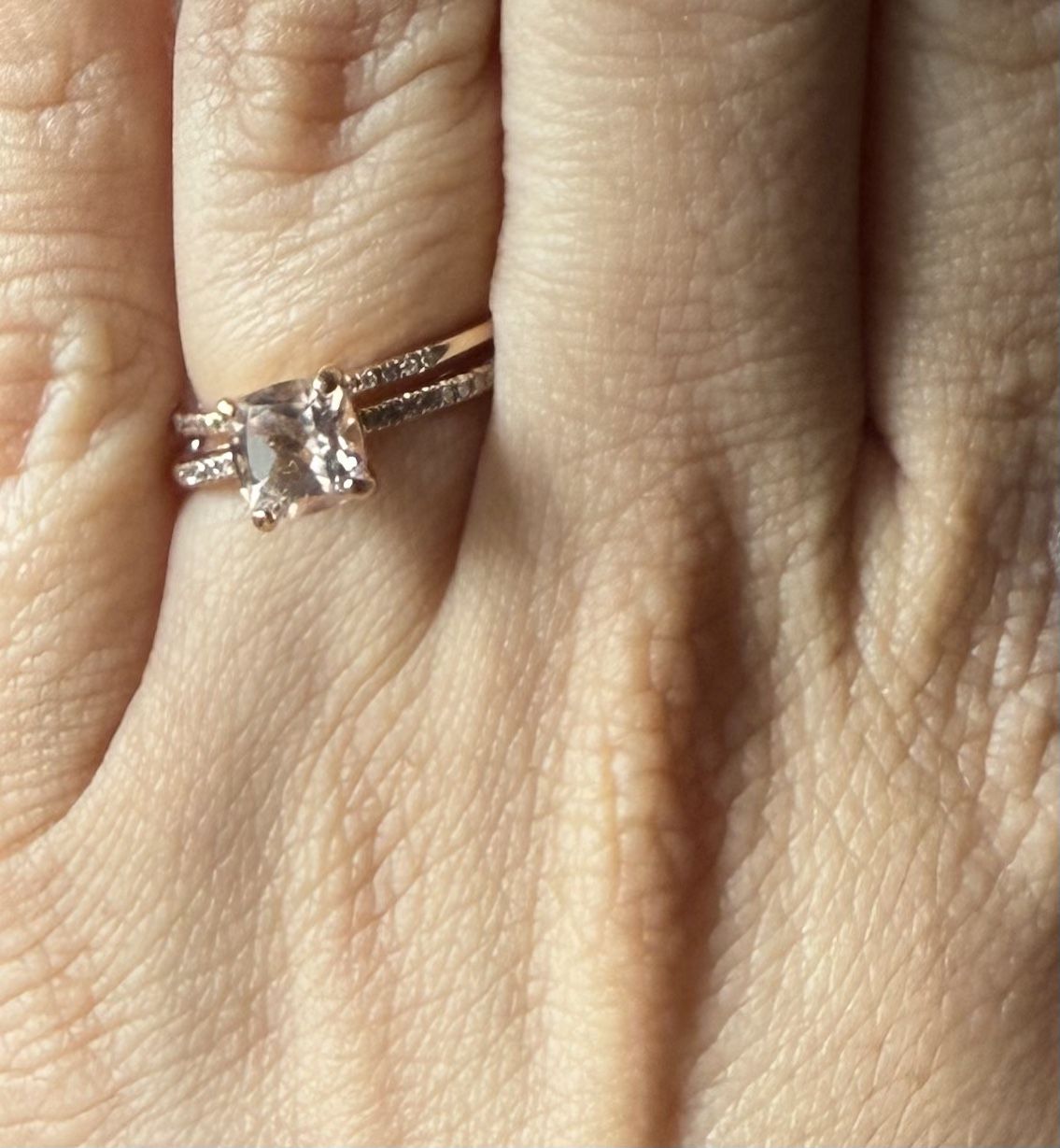 Morganite Stone Engagement Ring And Wedding Band
