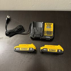 Dewalt Two 20V 2ah Hour Batteries and Charger