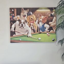 Dogs Playing Pool Painting