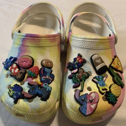 CROCS Pink and Yellow Sandals with Ventilation Holes