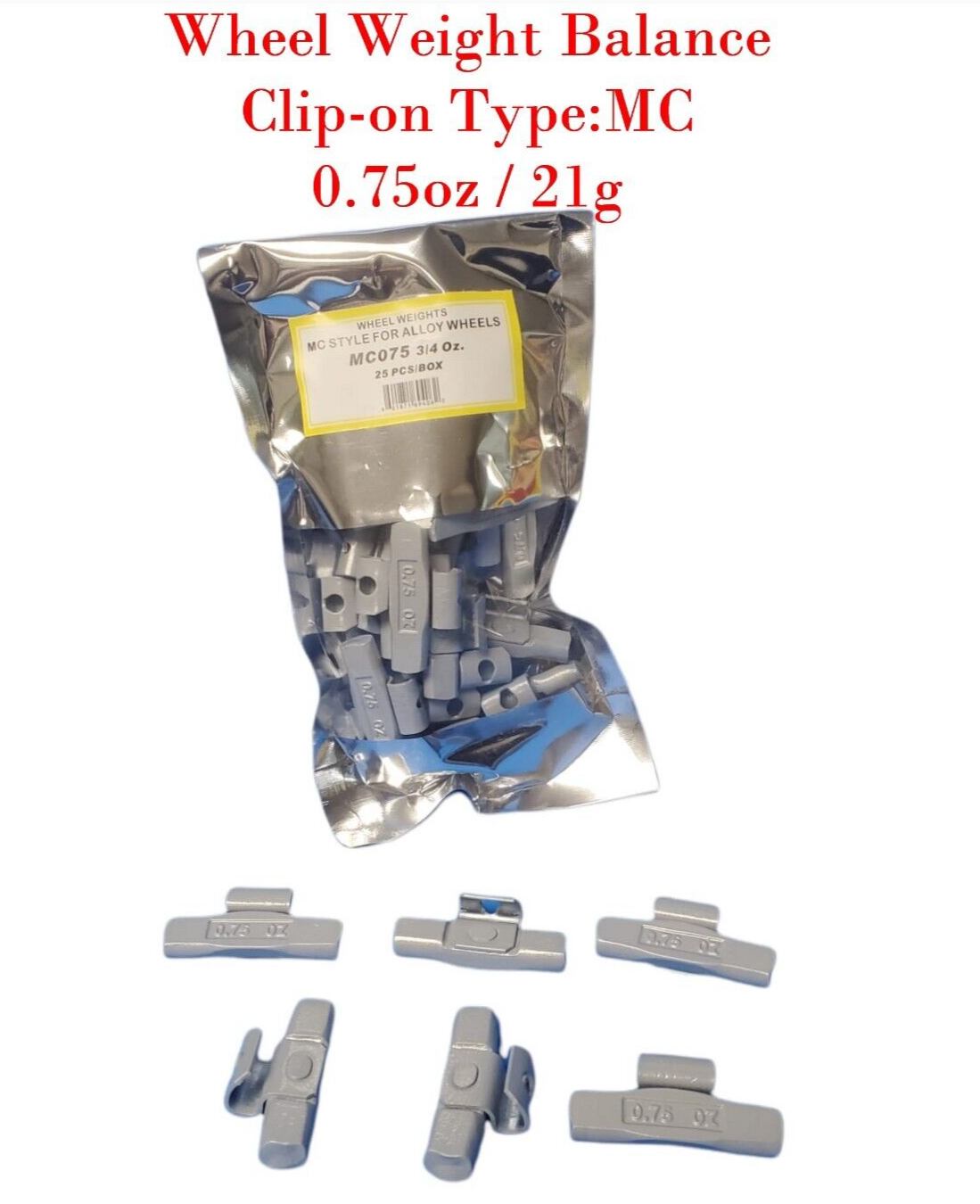 100 Pieces CLIP-ON Wheel Weight Balance 0.75oz 3/4oz AW075oz Zing Lead Free