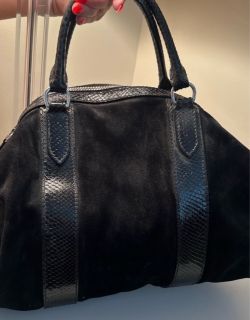 Ralph Lauren Suede Handbag with Python