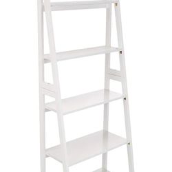 Amazon Basics Modern 5-Tier Ladder Bookshelf Organizer, Solid
Rubberwood Frame, White, 14 D x 24.8 W x 70.1 H in