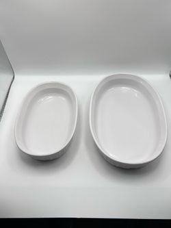 Vintage 1980s Corning Ware French White Oval Casserole Set (2-Piece, Pyroceram)