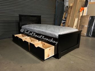 Twin bed and mattress with drawers