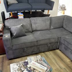 3 Piece Sectional Sofa With Storage And Pull Out 