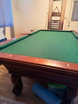 Pool Table with Carved Wood Legs