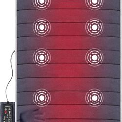 Memory Foam Full Body Massage Mat with Heat, Back Massager with 10 Vibration Motors, 6 Heating Pads, Massage Chair Pad for Neck, Back, Waist, Legs