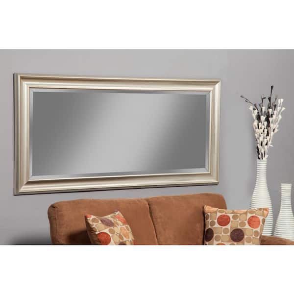 Oversized Champagne Silver Plastic Beveled Glass Full-Length Classic Mirror (65 in. H X 31 in. W)