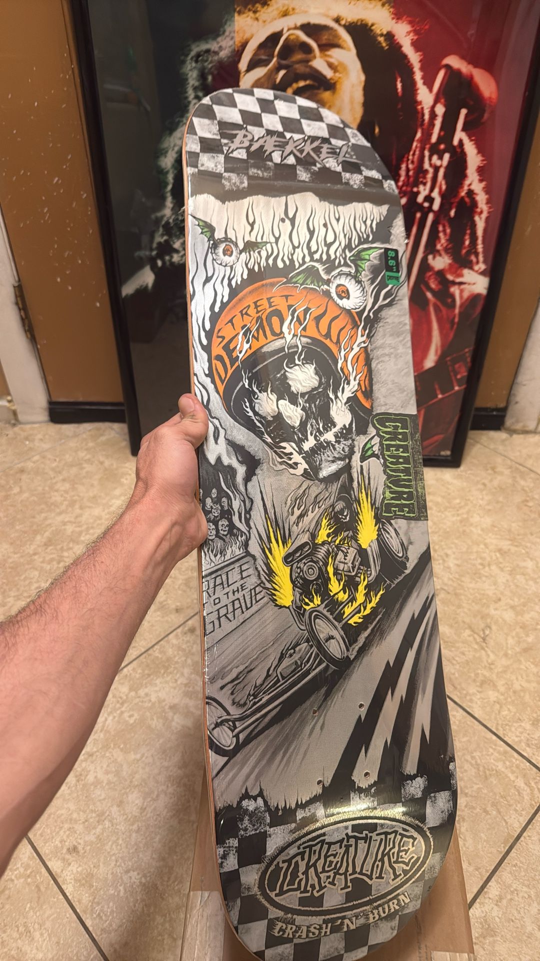 Creature Kevin Baekkel Crash and Burn Pro 8.6 Skate Deck