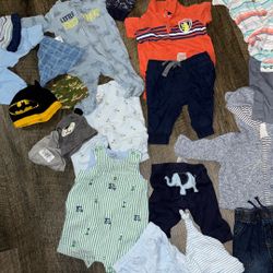 Big Offer Baby Boy 0-3months Big Bundle Clothes, Diapers, Head Support And More