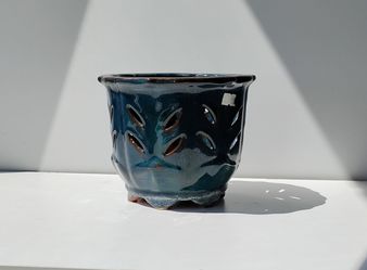 Vintage Glazed ceramic orchid Plant Pot/ plant planter/ flower pot patio garden