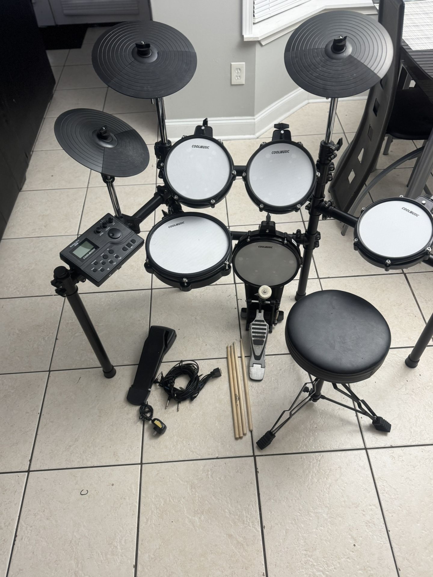 Coolmusic DD8 Electric Drum Set Electronic Kit with Mesh Head & ? Piece, Drum T...