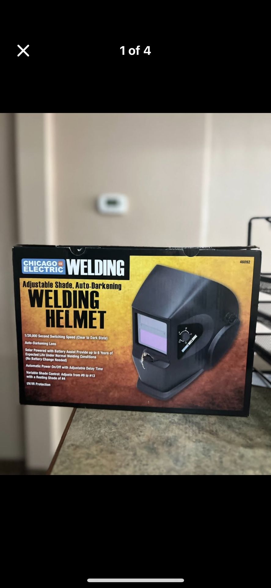 Chicago Electric Auto-Darkening Welding Helmet – Black, Adjustable Shade, New in Box