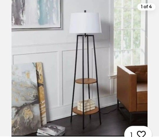 ✨$50💙💙️ Silverwood Tristan 63 Metal Floor Lamp with Round Wood