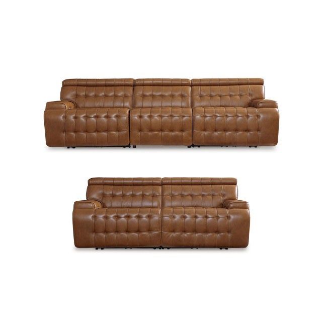Luxury Real Leather Power Recliner Power Headrest Sofa And Loveseat