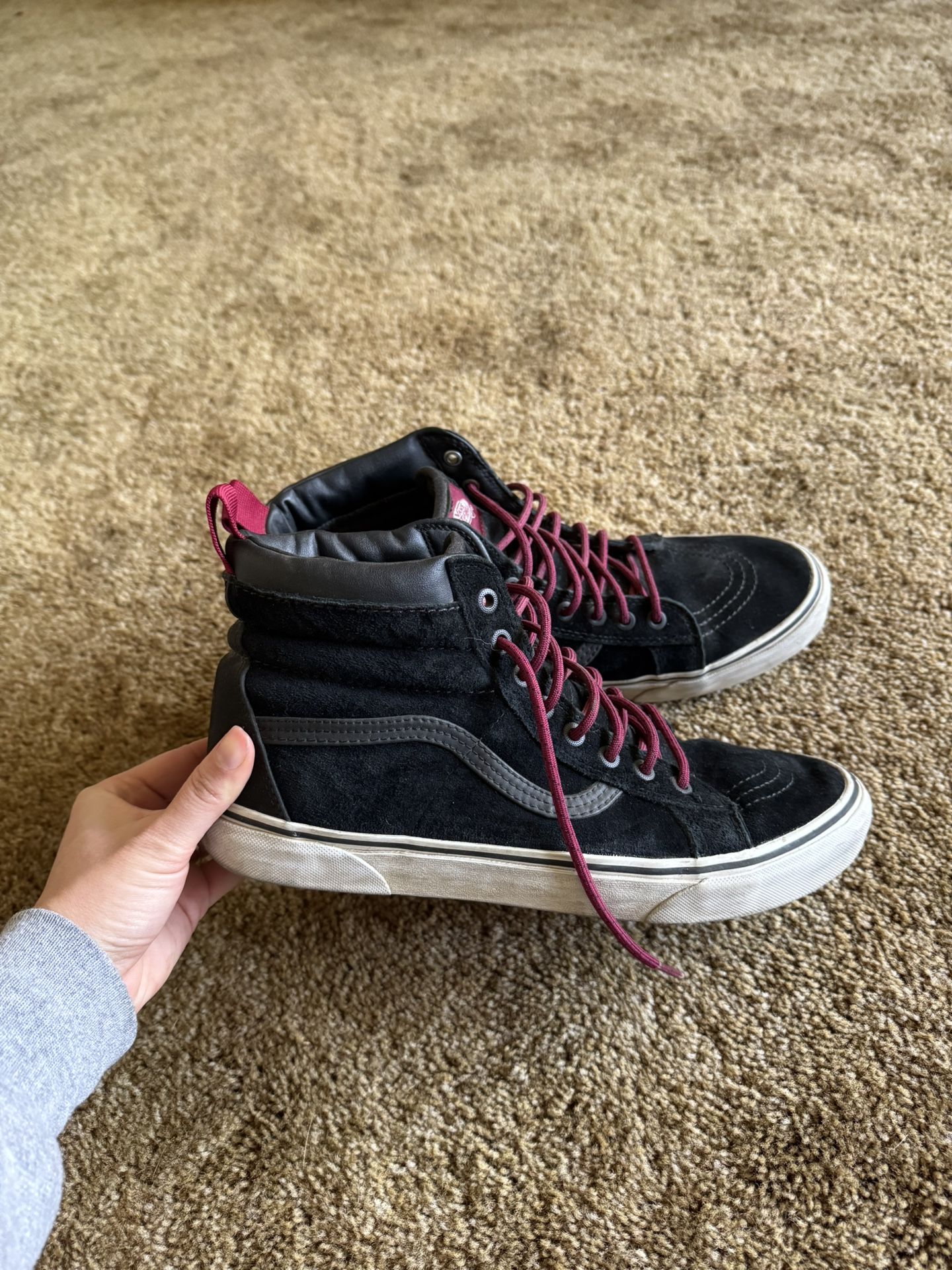 Black and red suede BMX Sk8-Hi High Top Vans sneakers; perfect condition, worn maybe twice