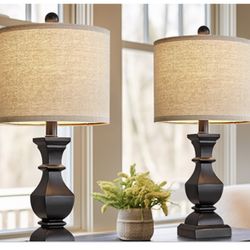 20.5'' Table Lamps Set Of 2 Farmhouse Lamps Black Suitable For Small Space
