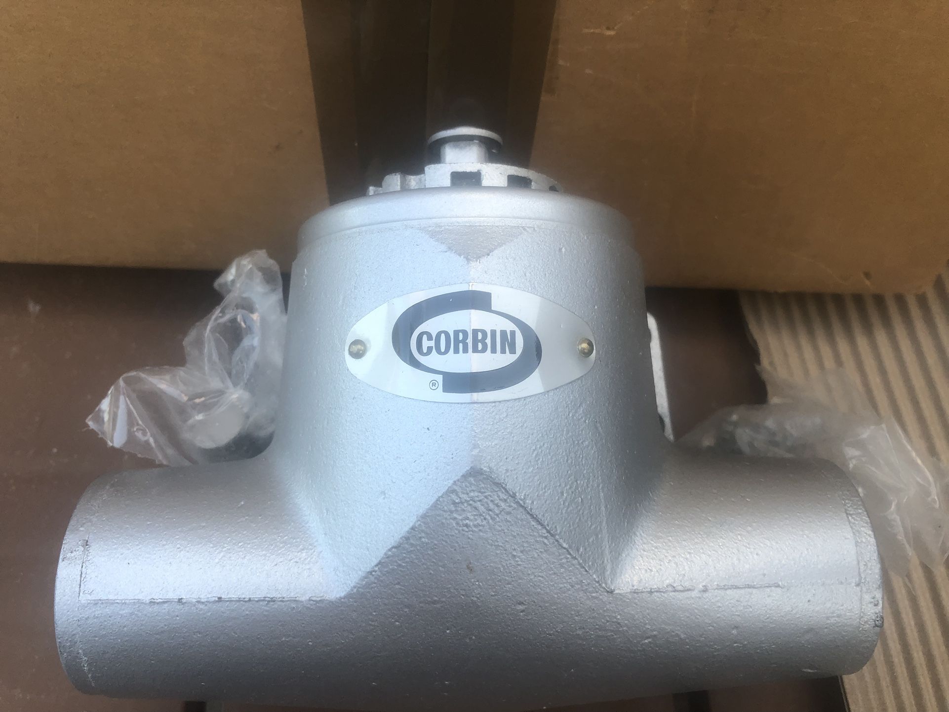 CORBIN, USA MADE, SOLID CAST IRON, BRAND NEW OLD STOCK POT BELLY VINTAGE DOOR CLOSER