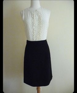 J.CREW TWO-PIECE DRESS IN SILK BABY DOT shirt pencil skirt Blouse Top Women's Size 8