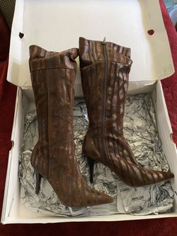 Brown Suede Zip Boots Size 8