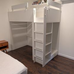 IKEA loft Bed With Shelves And Mini Closet $300